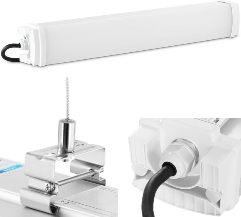 Wiesenfield - led Feuchtraumleuchte Deckenleuchte Stallbeleuchtung kombinierbar 20 w 60 cm