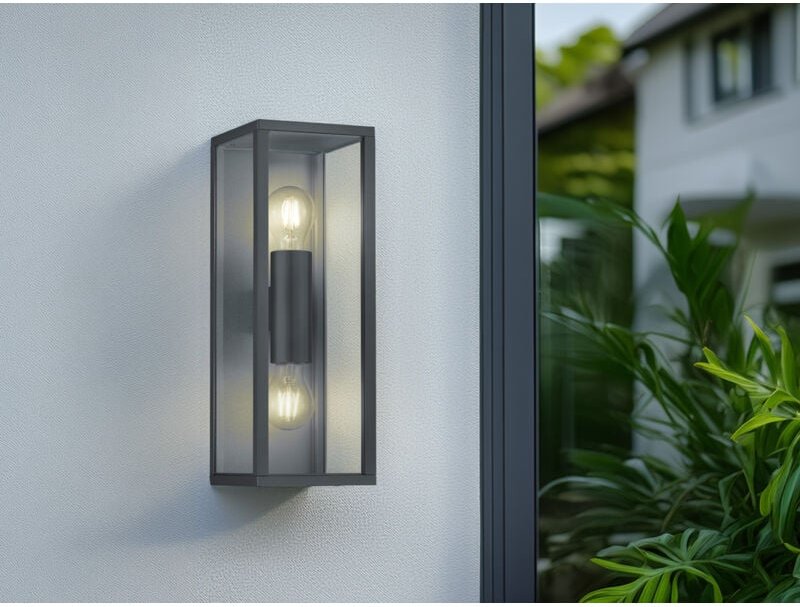 Trio Lighting - Up & Down Außenwandleuchte garonne in Anthrazit mit Glas, Höhe 38cm