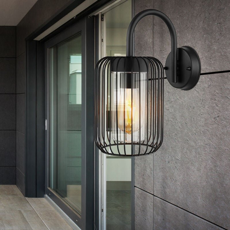 LED Außenleuchte Wandlampe Fassadenlampe Edelstahl Laterne schwarz Gartenleuchte IP44, Metall, 1x 7W 806Lm warmweiß, BxH...