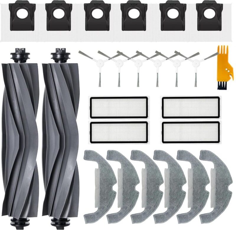 25-teiliges Zubehörset für Dreame D10 Plus Gen 2 Saugroboter: 2 Gummibürsten, 4 Filter, 6 Wischtücher, 6 Pulverbeutel, 6...