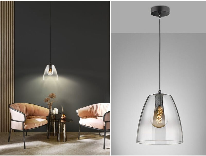 Led Pendelleuchte einflammig dimmbar Schwarz Rauchglas, ø 20cm