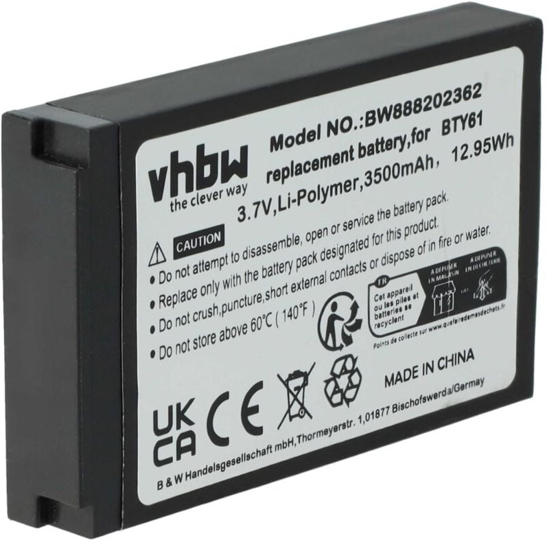 Vhbw - Akku kompatibel mit Newland MT60, MT60E, MT60H, MT6550, MT6550 Pro, MT66 Handheld Computer Scanner (3800mAh, 3,7V...