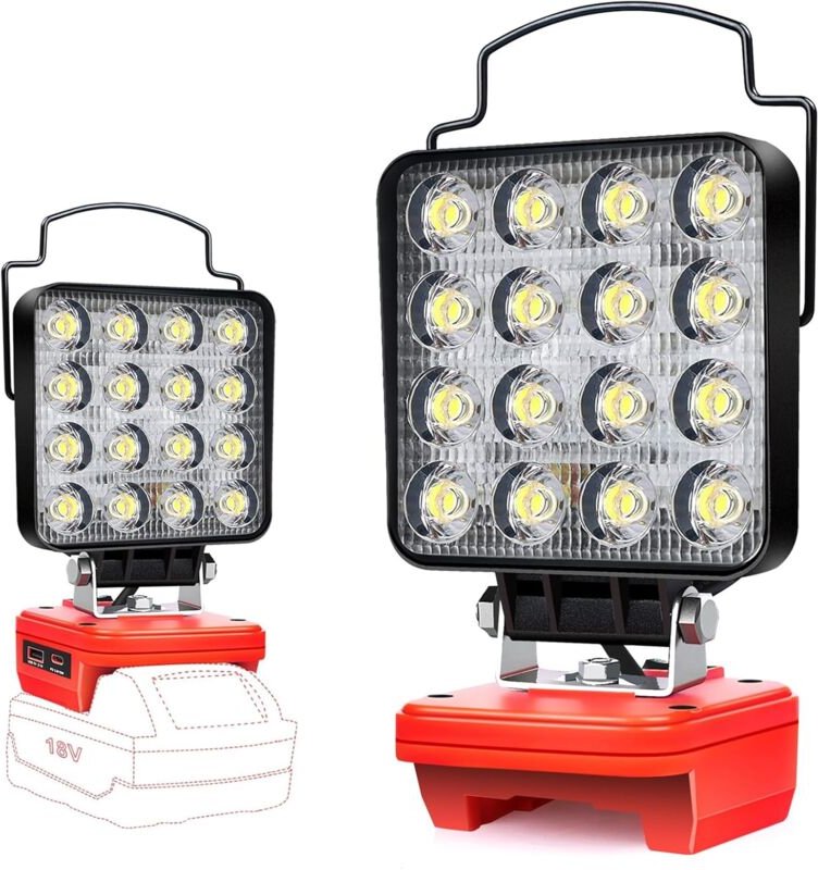 Akku-Licht für Milwaukee M18 18 v, 48 w Akku, LED-Arbeitslicht-Akku, heller LED-Scheinwerfer-Akku, Akku-Scheinwerfer mit...