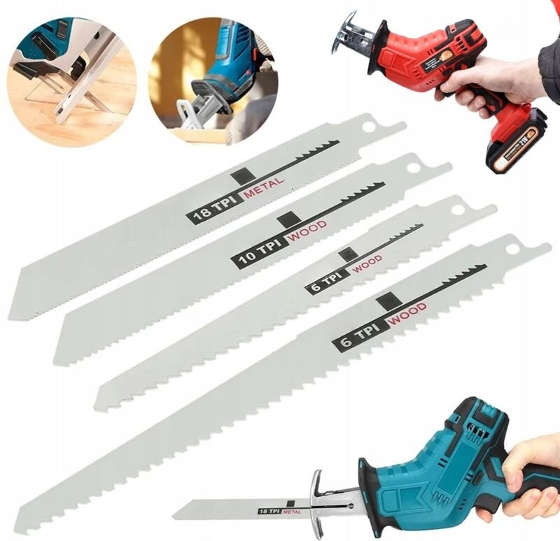 Rosfix Red Woodpecker RW21V – Set 4 Säbelsägeblätter Hochkohlenstoffstahl 3x150mm 1x200mm 6/10/18 TPI Holz Metall