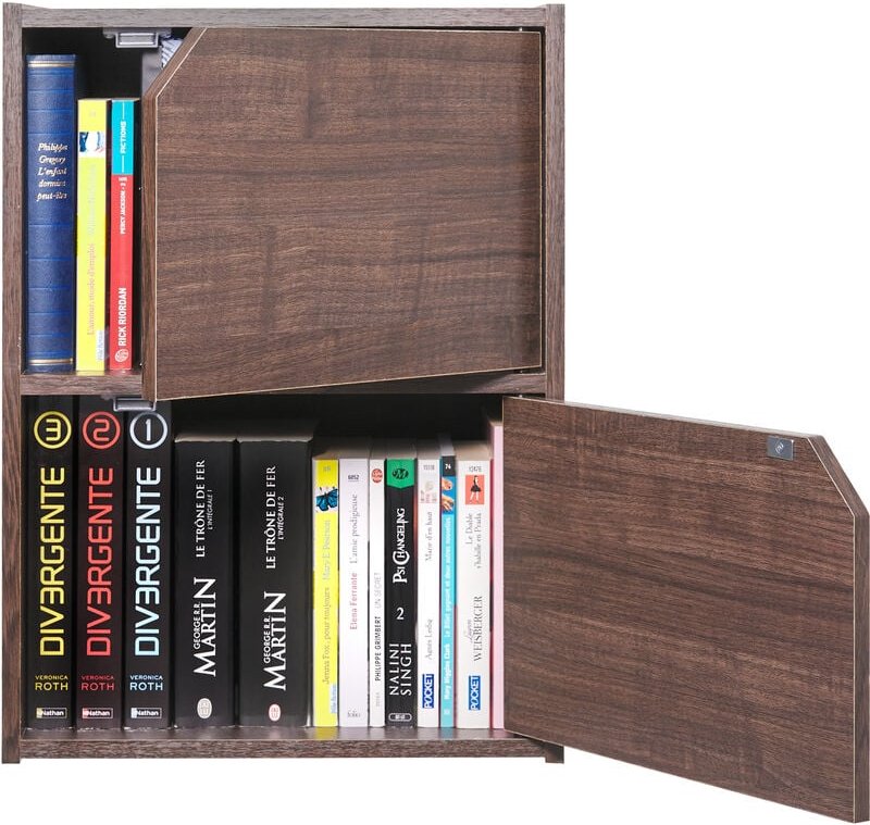 Bücherregal, Möbel mit 2 Türen und 2 Regalen, Einfache Montage, Design, Modular, Büro, Schlafzimmer, Wohnzimmer - Module...