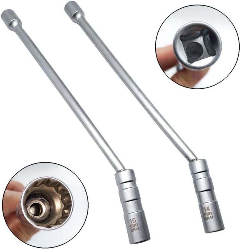 14 mm/16 mm verlängerter magnetischer Zündkerzenschlüssel, 3/8"-Zwölfkant-Universal-Flexibler Zündkerzenschlüssel, Zündk...