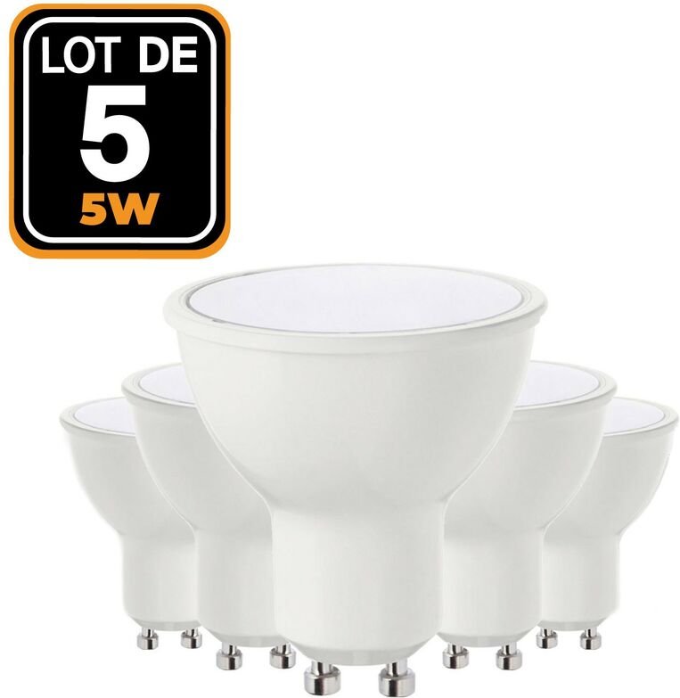5 LED-Lampen 5W GU10 Warmweiß 3000K Hohe Helligkeit