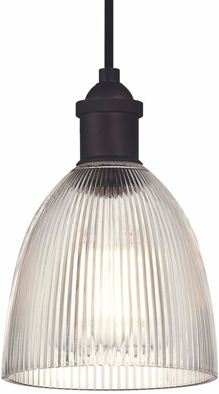 Pendelleuchte Vintage Bronze / Riffelglas mit 1 Lampe