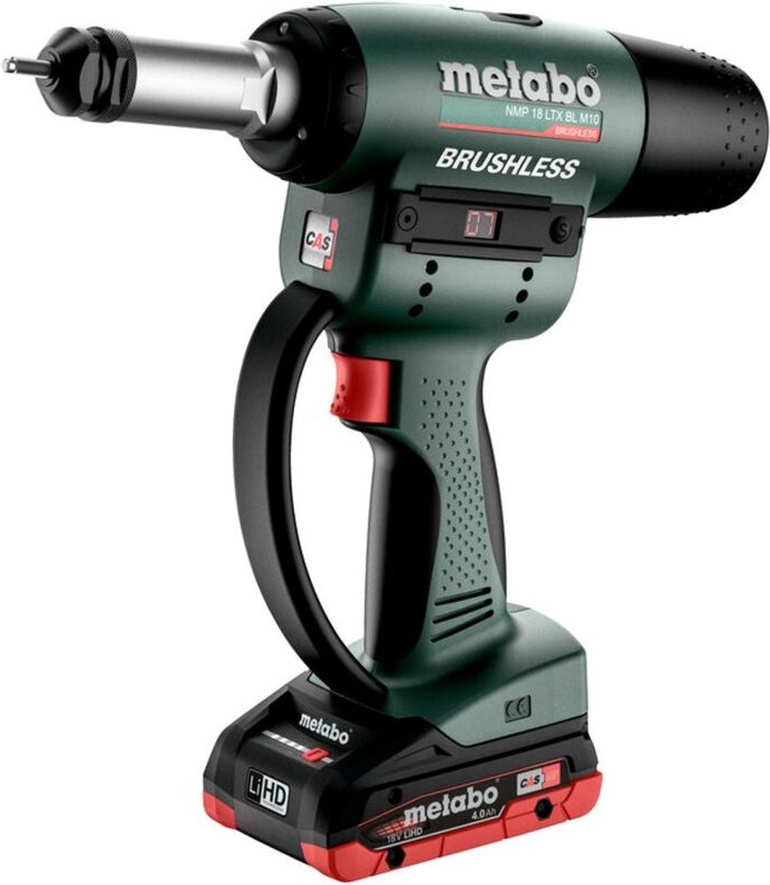 Metabo - Akku-Nietmutternpistole nmp 18 ltx bl M10 x 145 m, 18V 2x4Ah LiHD + asc 55