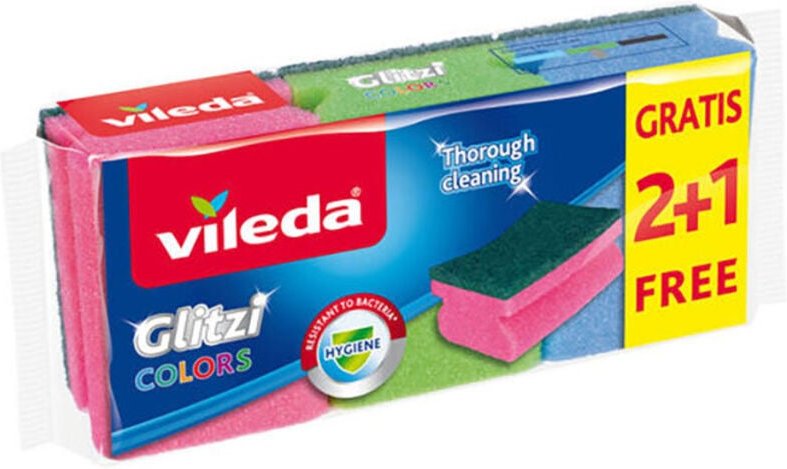 Glitzi Colors' 2+1 Topfreiniger mit Nagelschutz für diverse Oberflächen (3er Pack)