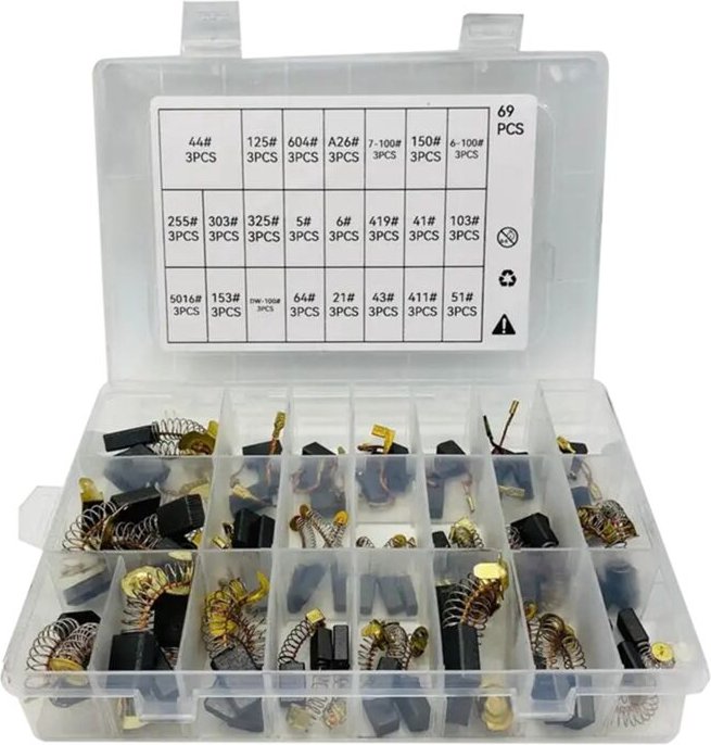 69Pcs Elektromotor Kohlebürsten 23 Größen Motoren für Power Tool Reparatur Ersatz Teile