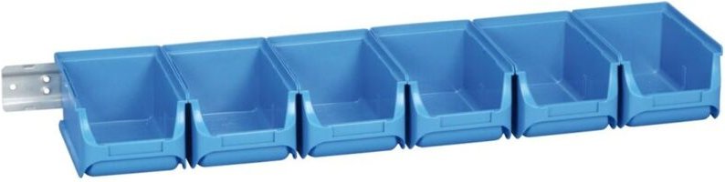 Sichtlagerkasten-Set ProfiPlus 2/7, Metallschiene mit 6 Kagerkästen Größe 2, blau - Allit