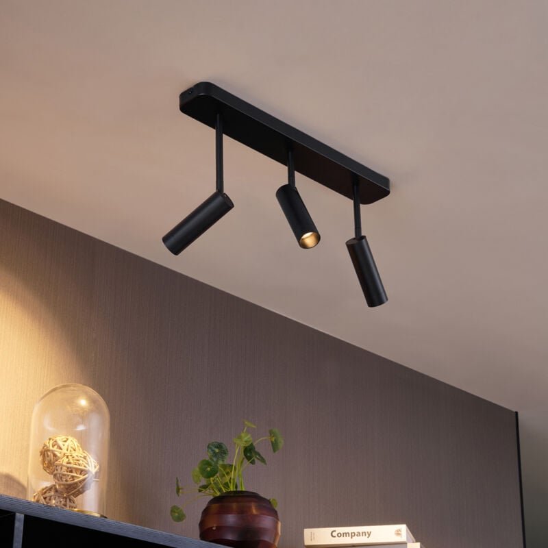 Abgerundeter Deckenstrahler schwarz GU10 35mm 3-flammig verstellbar - Kate