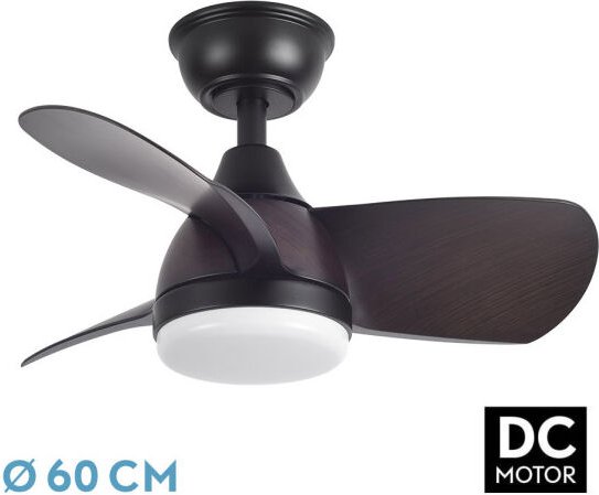 DC Pirdo Schwarzbrauner Deckenventilator 24W 3 Flügel