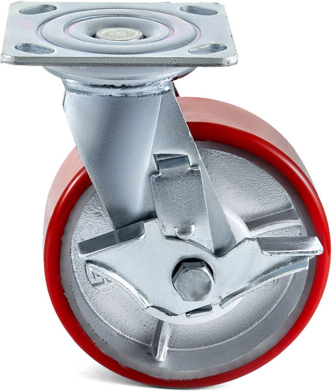 Lenkrollen, 6 x 2 Zoll, 4er-Pack, 2 starre und 2 schwenkbare mit Seitenbremse, Polyurethan-Eisenkern, Tragkraft 1000 lbs...