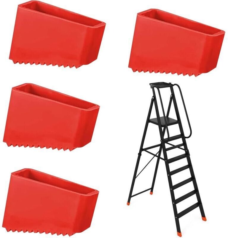 Rutschfeste Gummifüße für Leitern – 4er-Set – Bodenschutz für Leitern – Abmessungen: 5,5 x 3,8 x 2,5 cm