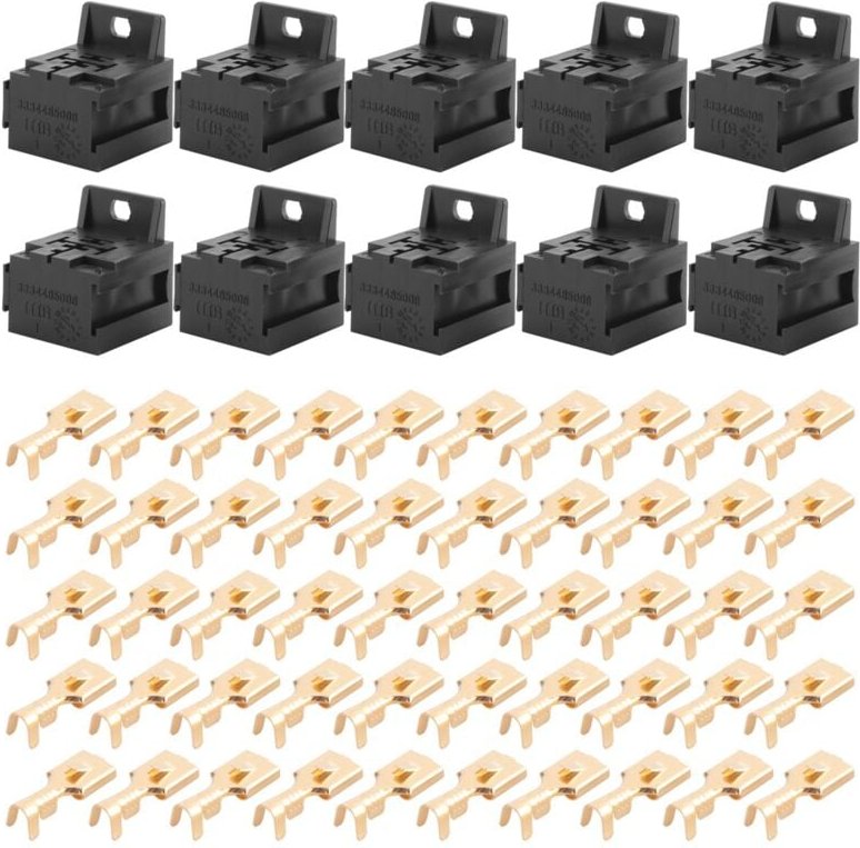 Tlily - Auto Auto 30A-80A Relais Halterung Terminal Fall Halter Basis 5 Pin Buchse mit 50Pcs 6,3mm Terminals für
