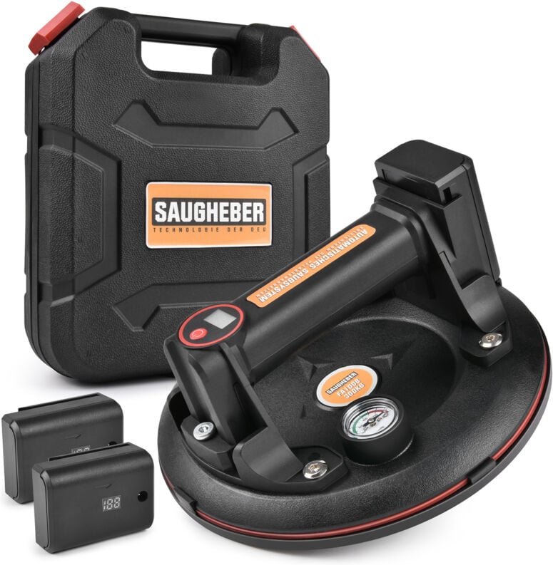 Thumbnail - 300KG Leistungsstarker Elektrischer 8' Saugnäpfe 2X Akku Vakuumheber Selbst Nachsaugend Saugheber mit Druckanzeige Platt...