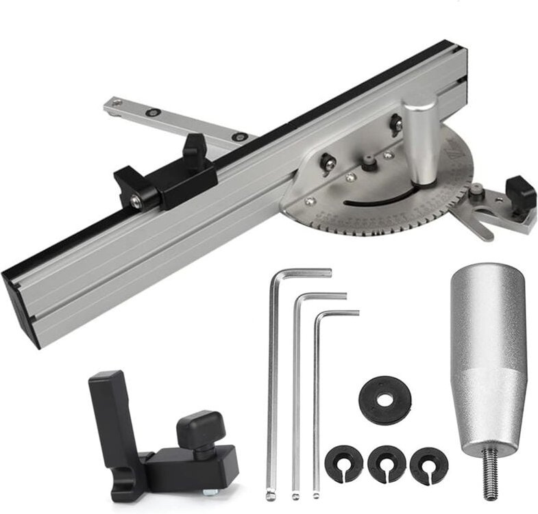Gojoy - Gehrungslehre Winkelanschlag Hochgenaue Tischkreissäge Kit mit verstellbarem Flip-Stop 450mm