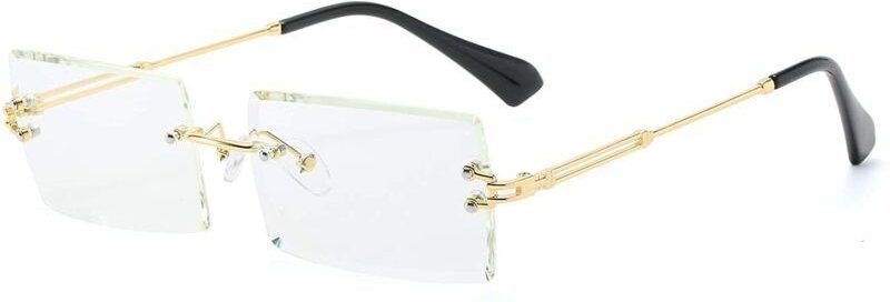 Ultraleichte, rechteckige, rahmenlose Sonnenbrille mit Metallrahmen für Damen und Herren