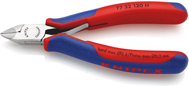KNIPEX 77 32 120 H Elektronik-Seitenschneider mit eingesetzter Hartmetallschneide mit Mehrkomponenten-Hüllen 120 mm