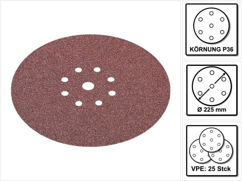 Stf D225/8 Saphir Schleifscheiben 225 mm P36 sa / 25 Stück ( 495175 ) - Festool