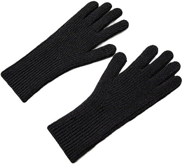 Geflochtene Telefonhandschuhe mit Aussparungen für die Finger Schwarz