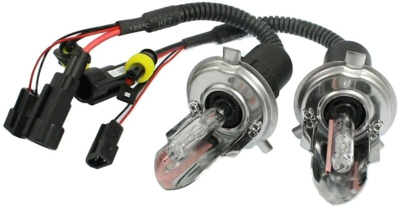 Tlily - 2 Stueck 35W dc 12V 12000K H4 versteckte Xenon Hi / Lo Strahl-vordere Lichter Birnen Kabelstrang