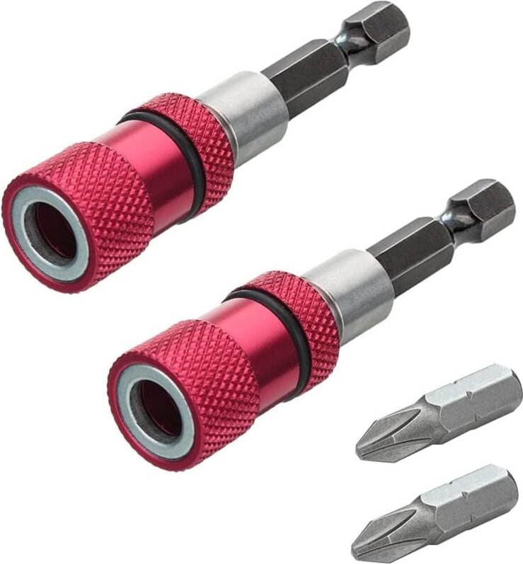 2 Stück magnetischer Bithalter mit Tiefenanschlag, 1/4 Zoll Schraubendreherfutter, magnetische Trockenbau-Stecknuss, Sch...