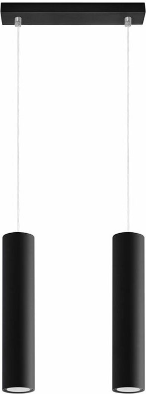 Pendelleuchte schwarz Metall Hängeleuchte schwarz Zylinder Hängelampe schwarz Modern, aus Stahl, 2x GU10, LxBxH 30x8x100...