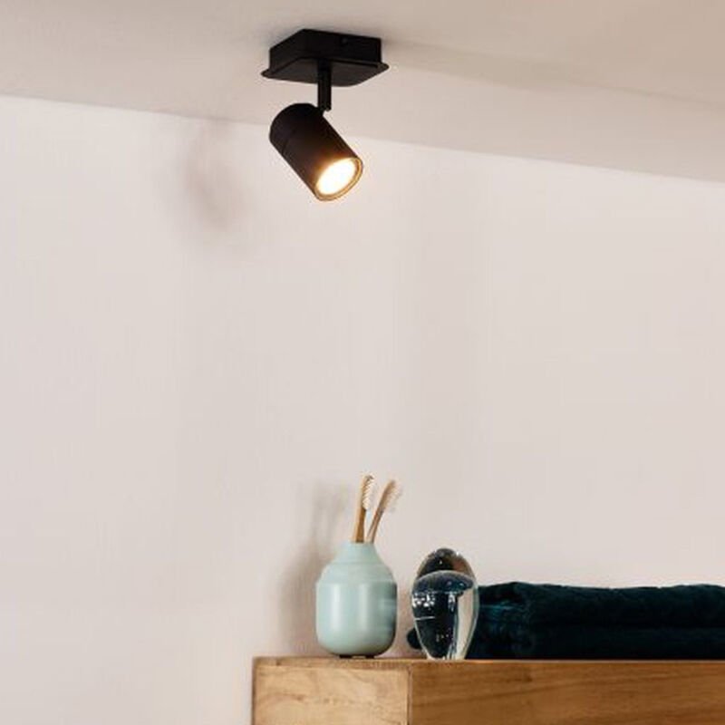 Lennert - Deckenstrahler Badezimmer - led Dim. - GU10 - 1x5W 3000K - IP44 - Schwarz - Lucide