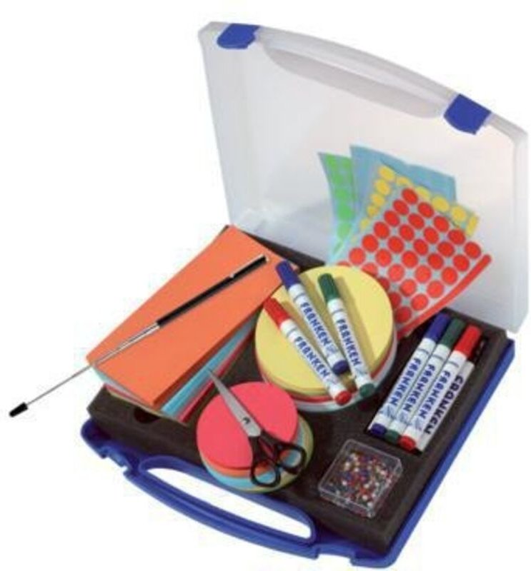 Moderationskoffer mini 34,5 x 6 x 31 cm (b x h x t) Kunststoff blau/transparent