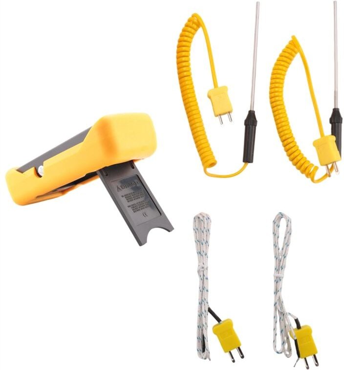 Digitales Thermoelementthermometer Typ K (-50–1300 °C) mit zwei Kanälen und 4 Sonden, Handthermometer für hohe Temperatu...