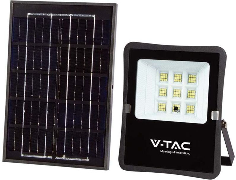 V-tac - Solar-Flutlicht - IP65 - Schwarzes Gehäuse - 400 Lumen - 4000K
