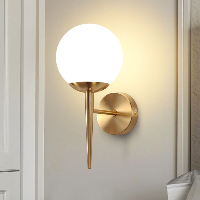 Wandleuchte Innen Wandlampe Schlafzimmer - Wandbeleuchtung Glaskugel Treppenhaus Gold Vintage Flurlampe Badezimmer Glas ...