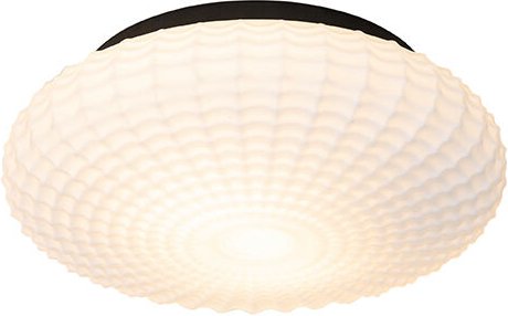 Qazqa - Klassische Deckenleuchte schwarz mit Opalglas 35 cm IP44 - Nohmi