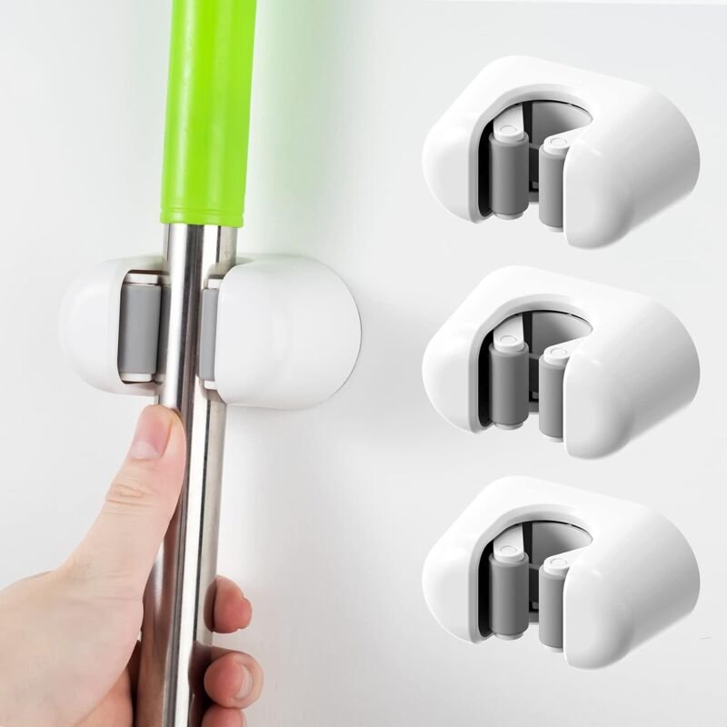 3-teiliger Wischmopphalter zur Wandmontage – Wischmopphalter/Besenhalter zur Wandmontage, robuster, selbstklebender Orga...
