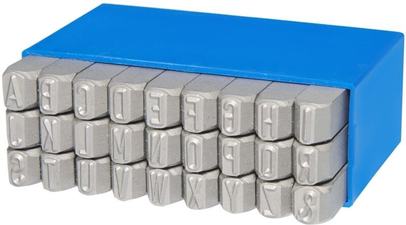 Schlagbuchstaben Set Buchstabenstanzer Schlagstempel A-Z & Schrifthöhe 12 mm
