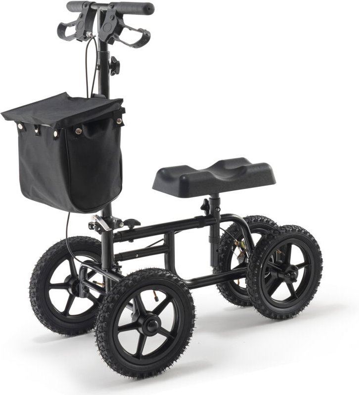 Mophorn - Knieroller, klappbar, aus Karbonstahl, lenkbarer Gehwagen mit verstellbarem Lenker und Kniepolster,