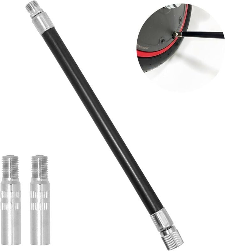 Ventilverlängerung, Gummi-Verlängerungs-Inflatorschlauch mit 2 Stück Reifenventil-Verlängerungsadapter 40 mm, Reifenvent...