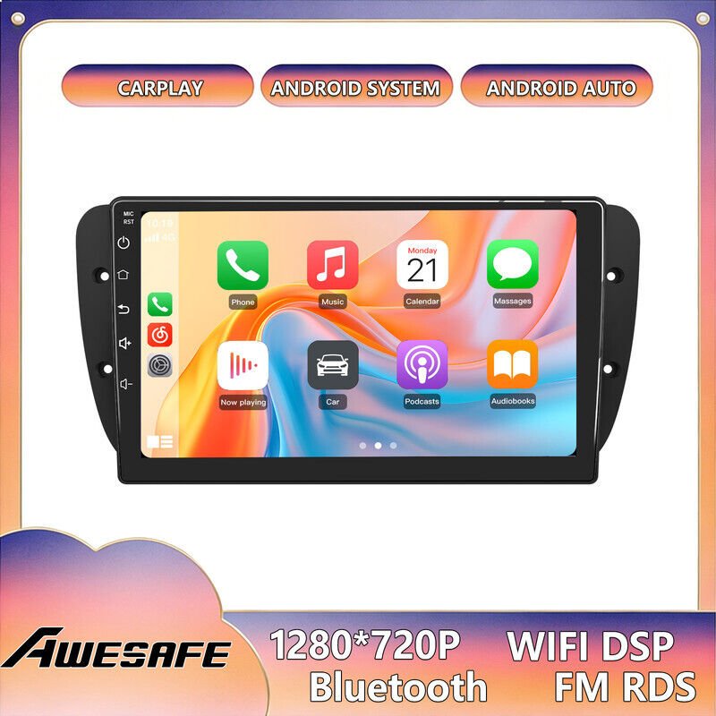 AWESAFE Autoradio Android 13 für Seat Ibiza 6J (2009-2013) 6GB+128GB 9'' Touchscreen mit CarPlay GPS Bluetooth Android A...