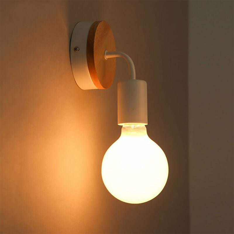 Axhup - 2x Innen Wandleuchte Metall Hölzern Wandlampe E27 Industrial Badezimmer-Lampe für Schlafzimmer Badezimmer Korrid...
