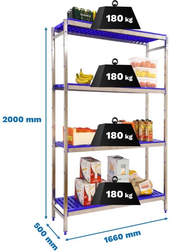 Regal aus Edelstahl KIT SIMONINOX INITIAL 4PP/2000x1660x500