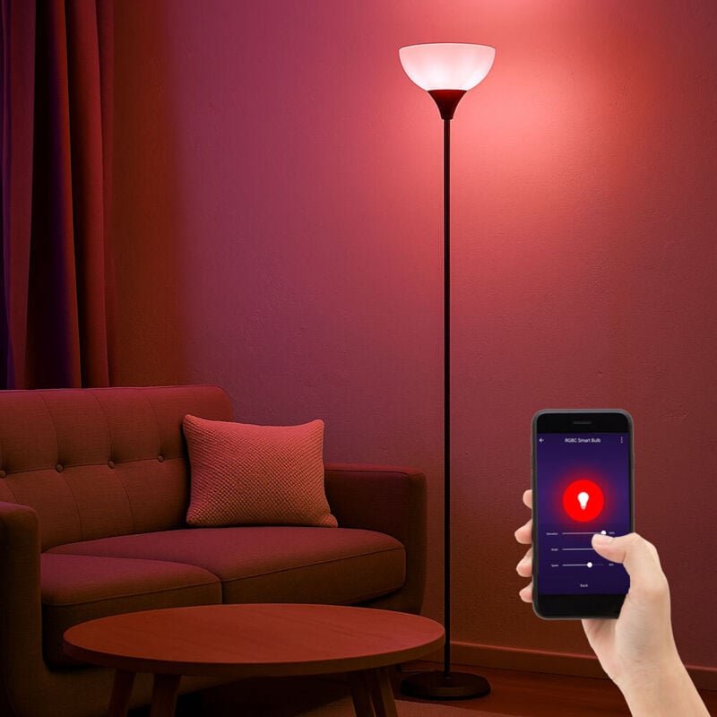 Globo Lighting - Smart led Stehleuchte dimmbar Deckenfluter opal Stehlampe titanfarben Wohnzimmerleuchte, Farbwechsel, A...