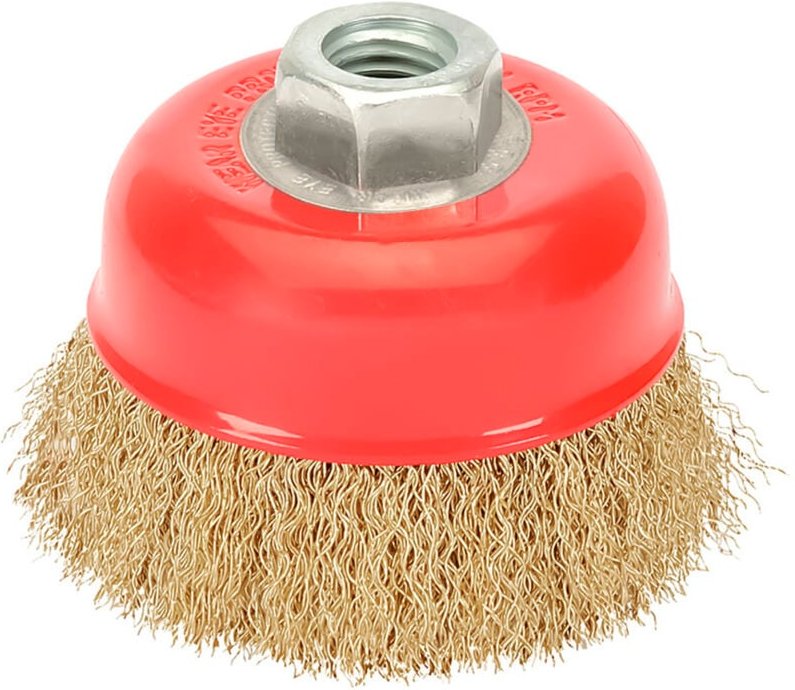 Linea profesional - Topfbürste mit Draht De Messingbeschichteter Stahl M14 Gewinde, ø 120 mm. Draht de ø 0,30 mm. - Wolf...