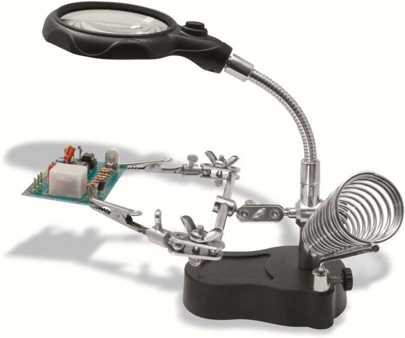 Donau Elektronik - Helfende Hand HH3, mit LED-Licht und Lupe