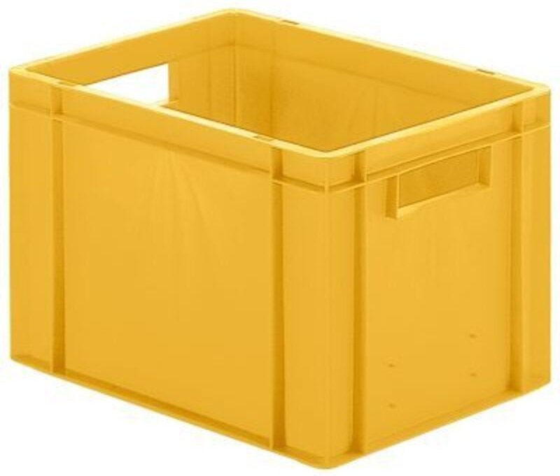 La-ka-pe - Transport-Stapelkasten B400xT300xH270 mm gelb, geschlossen mit Griffloch la-ka-p