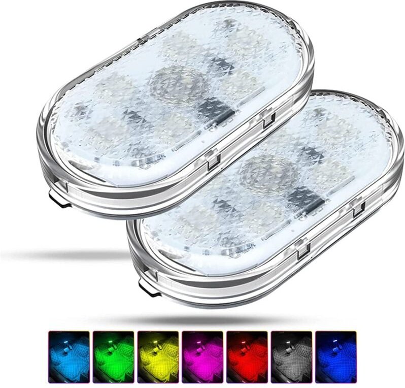 Thumbnail - 2 Stück RGB-Auto-Innenbeleuchtung, Touch-Schalter-Auto-Innenlampe, LED-Auto-Innenbeleuchtung, mehrfarbige Auto-Umgebungs...