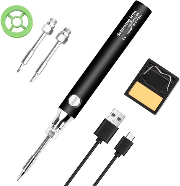 Tlily - Kabelloses LöTkolben-Set, Wiederaufladbarer Tragbarer Kabelloser USB-LöTkolben mit 3 StüCk LöTspitzen-LöTkolben