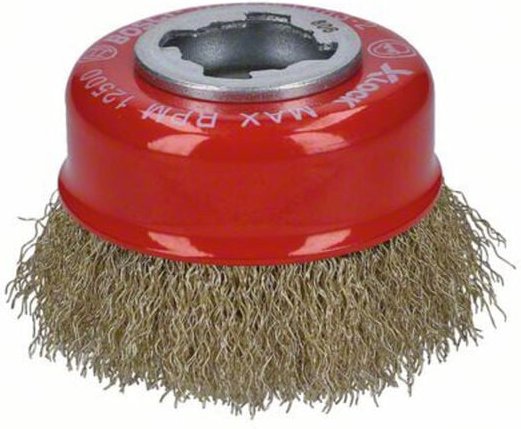 Bosch Accessories Topfbürste X-LOCK Clean for Metal, 75 mm, 0,3 mm, gewellte Messingbürste 2608620
